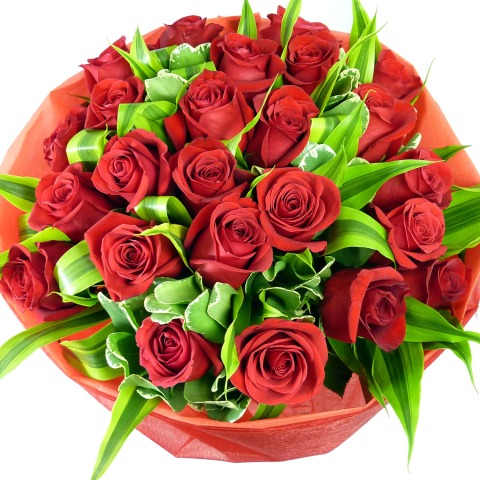 Two Dozen Red Rose Bouquet | Isle of Man Florist | Robinson's Flowers ...